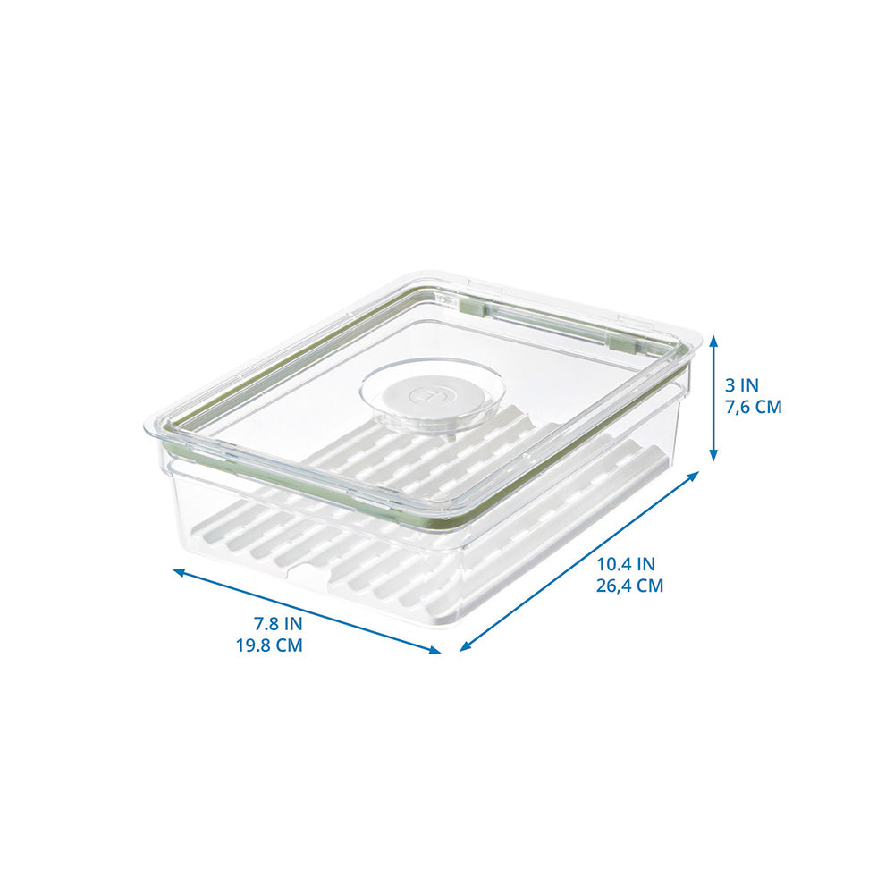 Short Produce Storage Container with Insert Tray Large