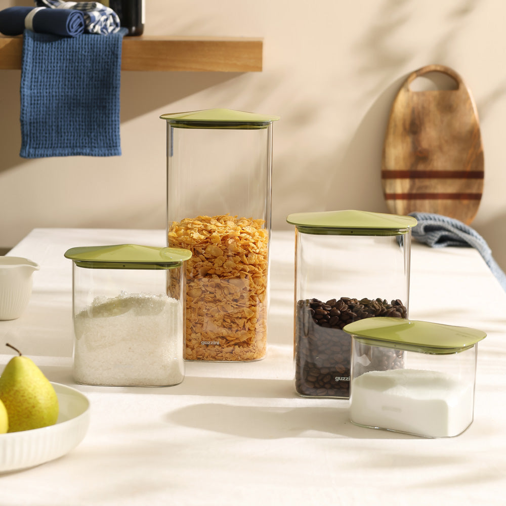 Fresh & Style Rectangular Glass Storage Box 1000ml - Green