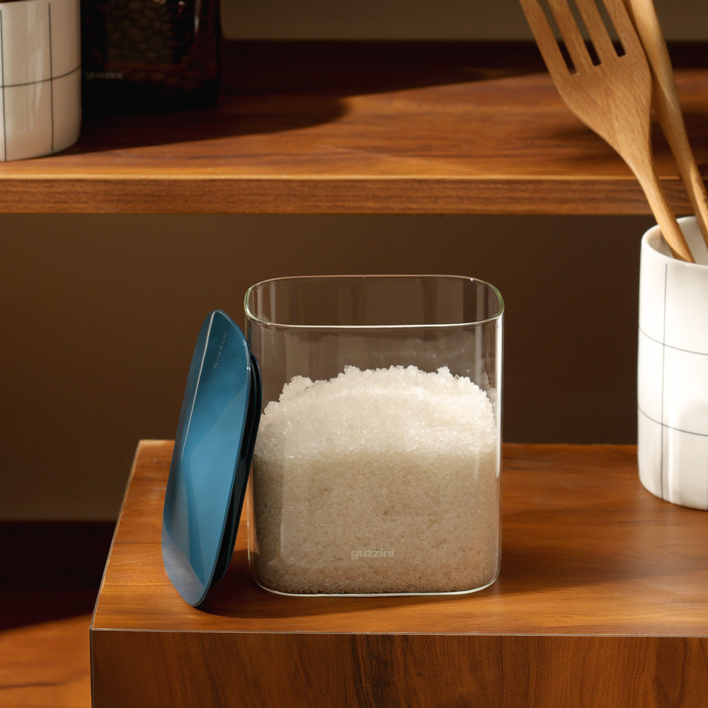 Fresh & Style Rectangular Glass Storage Box 1000ml - Blue