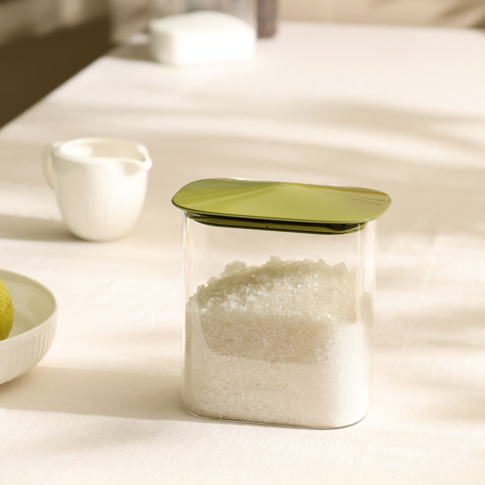 Fresh & Style Rectangular Glass Storage Box 1000ml - Green