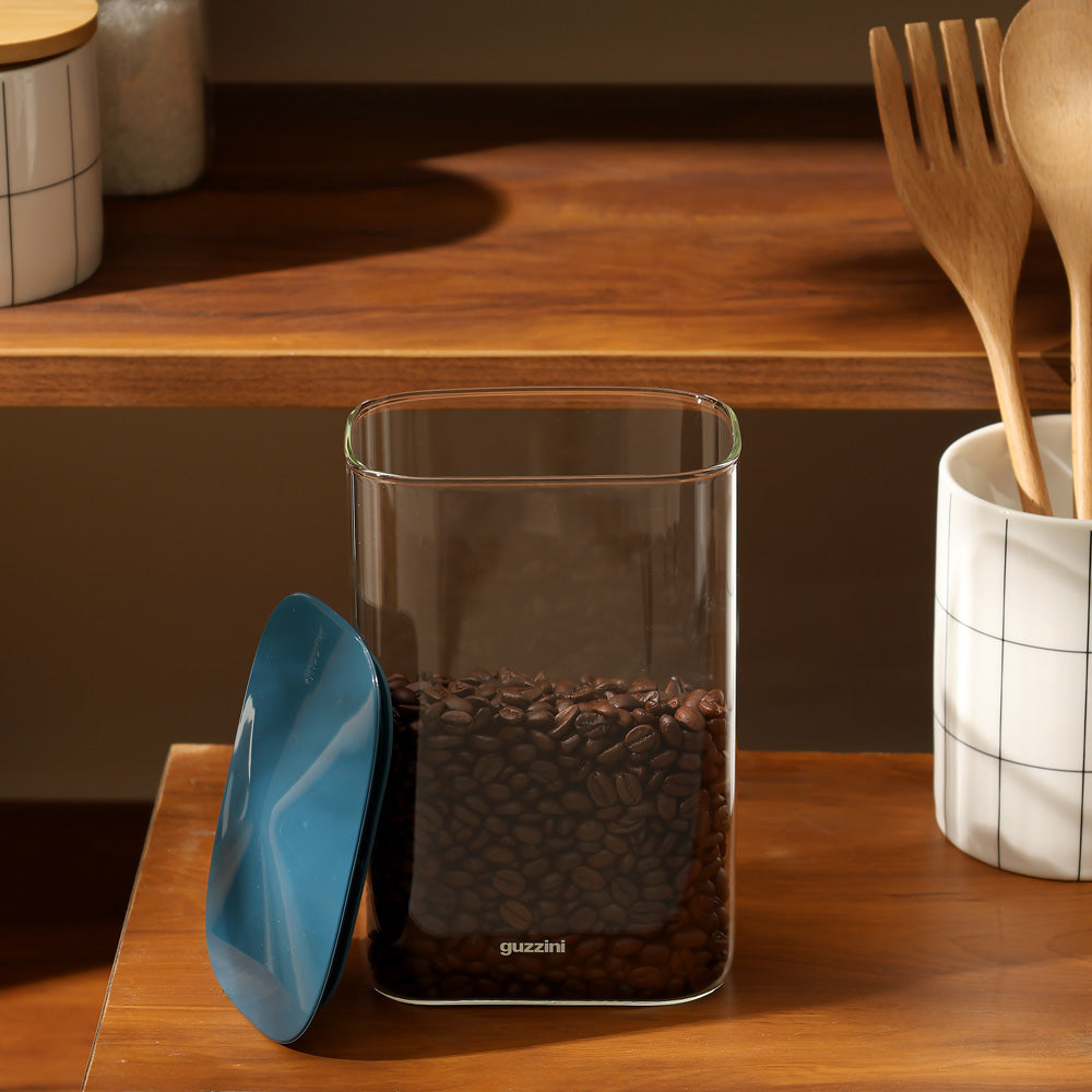 Fresh & Style Rectangular Glass Storage Box 1300ml - Blue