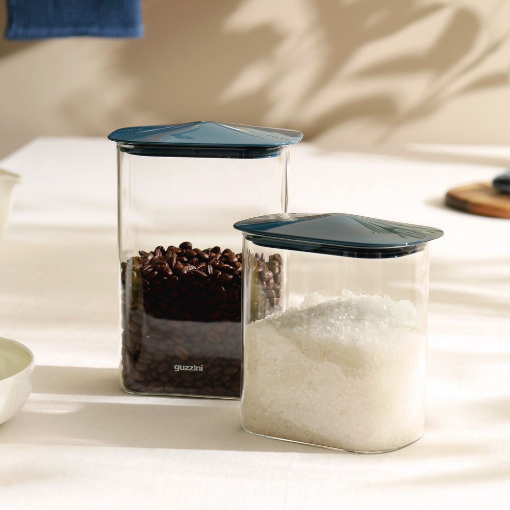 Fresh & Style Rectangular Glass Storage Box 1300ml - Blue