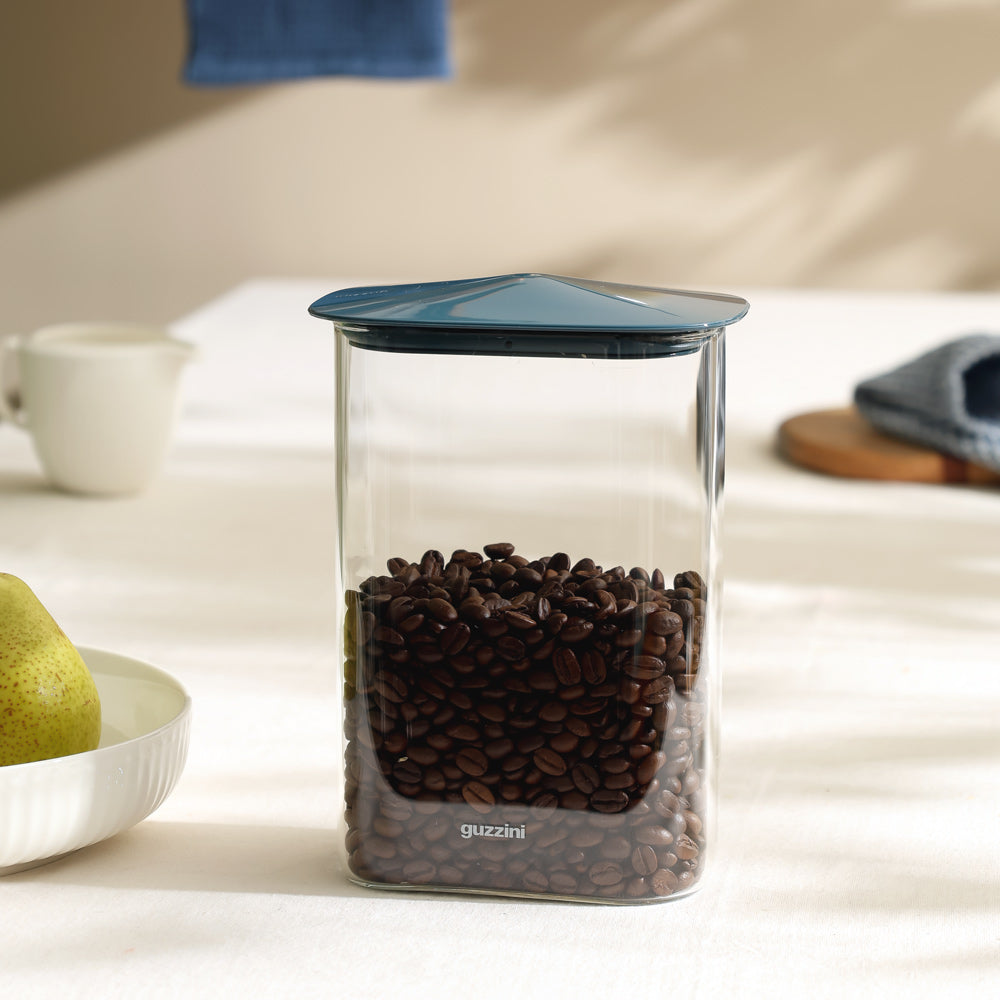 Fresh & Style Rectangular Glass Storage Box 1300ml - Blue