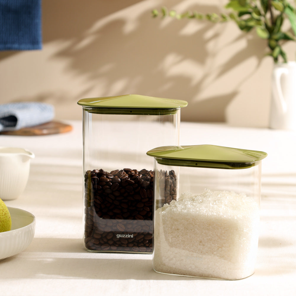 Fresh & Style Rectangular Glass Storage Box 1300ml - Green