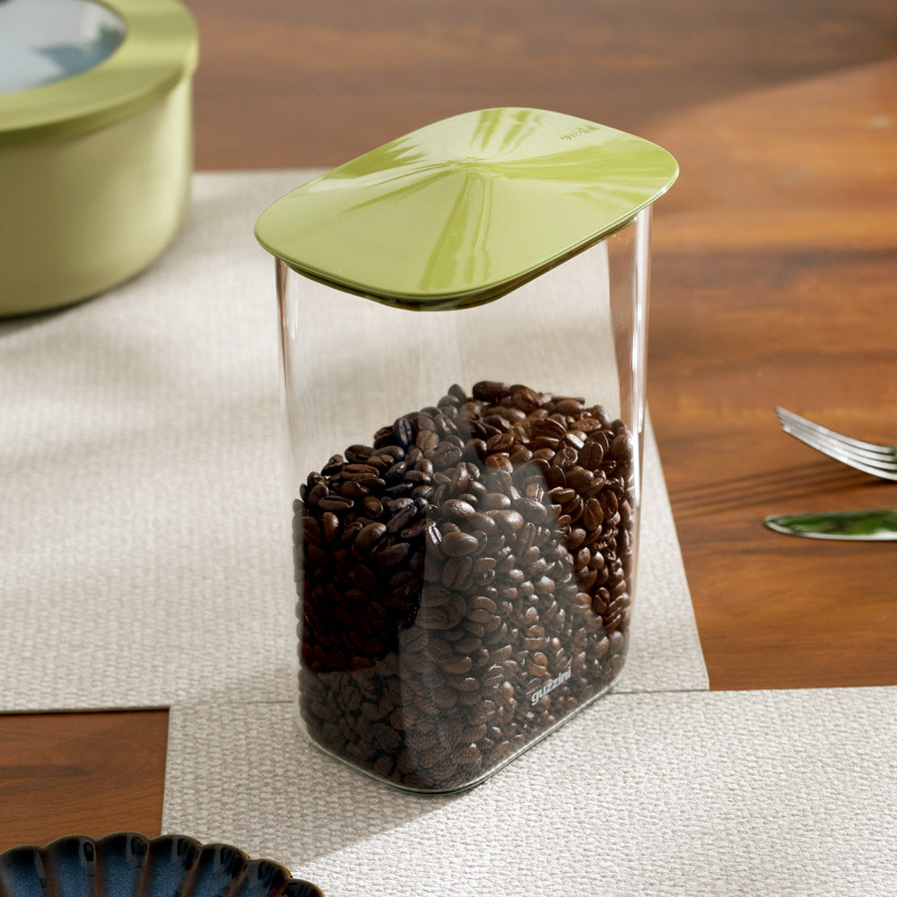 Fresh & Style Rectangular Glass Storage Box 1300ml - Green