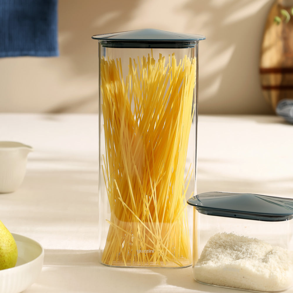 Fresh & Style Rectangular Glass Storage Box 2100ml - Blue