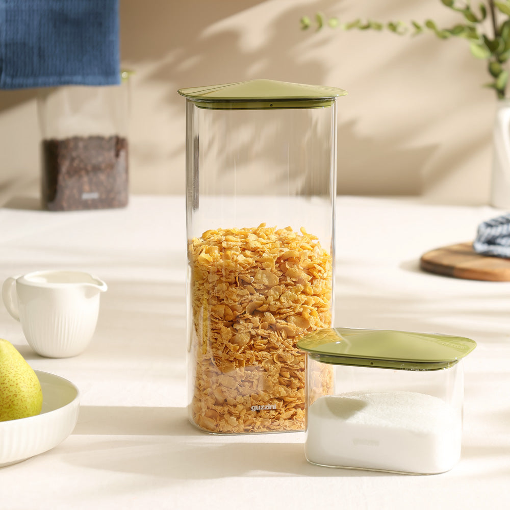 Fresh & Style Rectangular Glass Storage Box 2100ml - Green