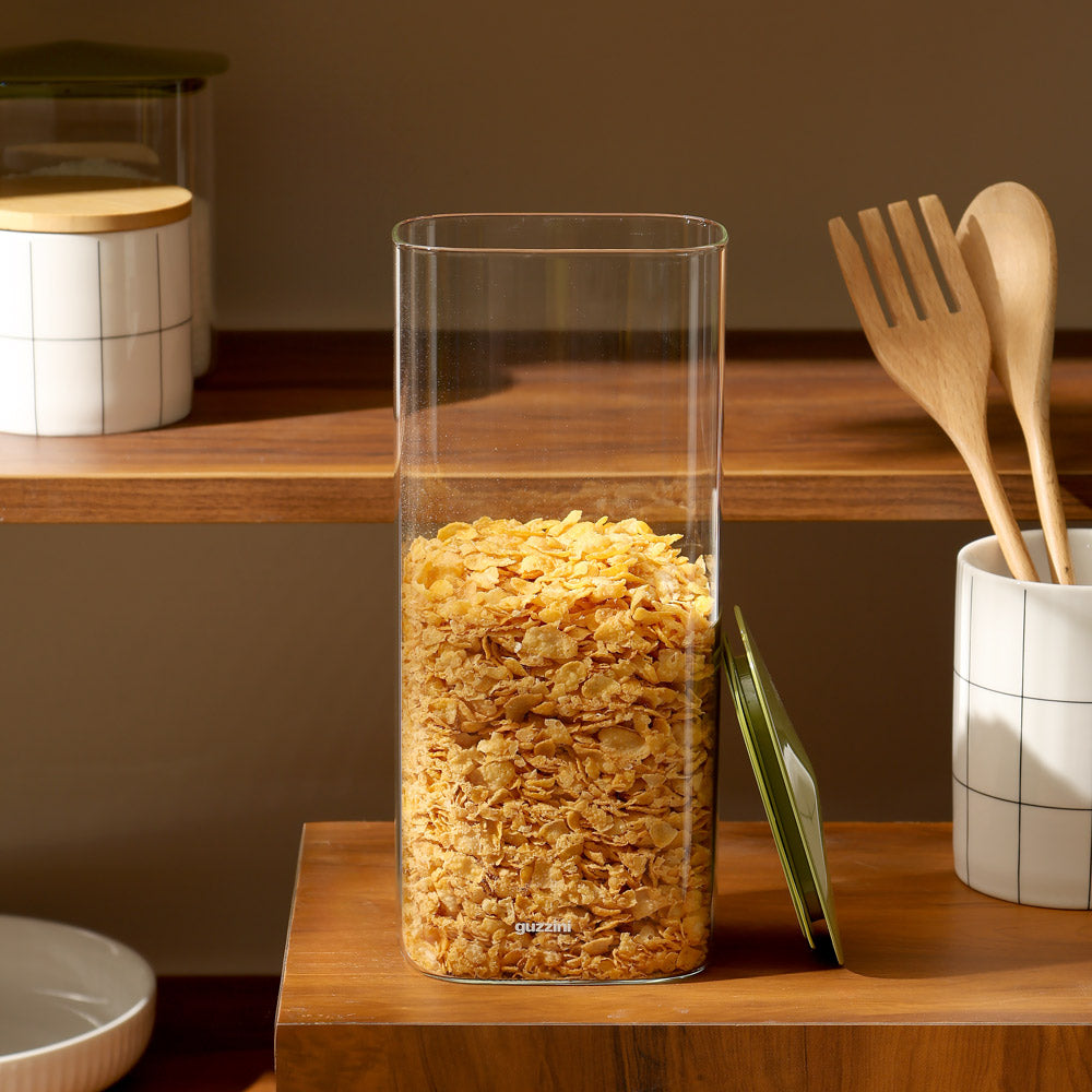 Fresh & Style Rectangular Glass Storage Box 2100ml - Green