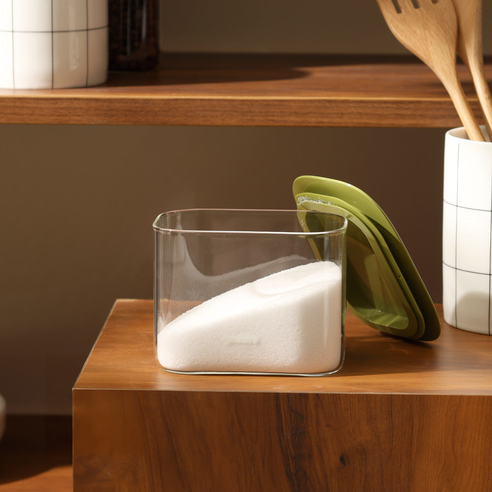 Fresh & Style Rectangular Glass Storage Box 600ml - Green