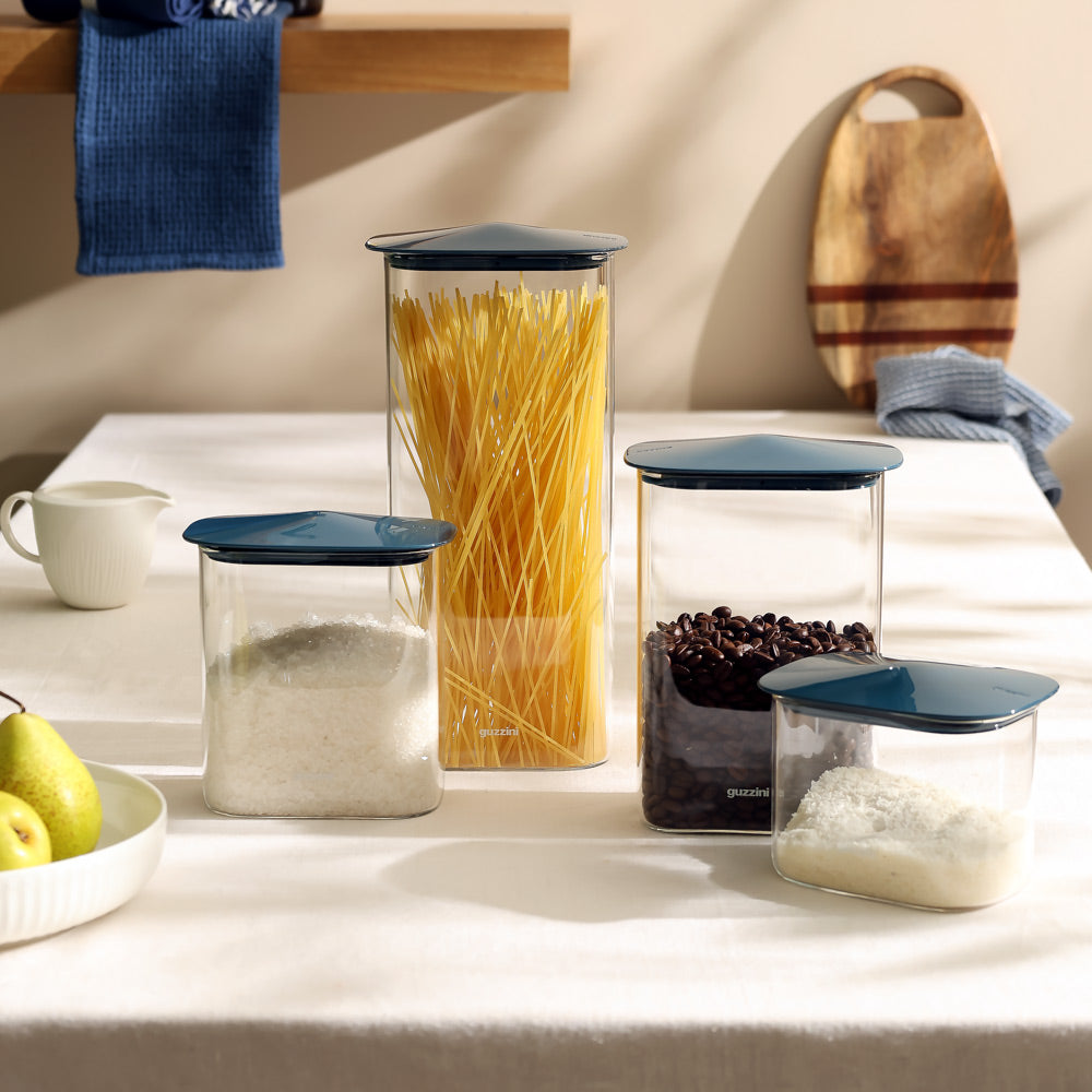 Fresh & Style Rectangular Glass Storage Box 1300ml - Blue