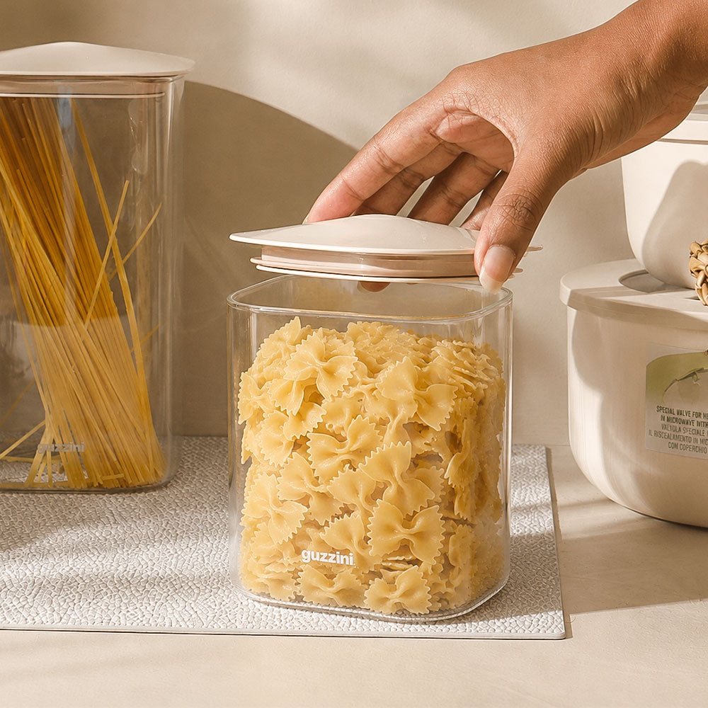 Fresh & Style Square Glass Storage Box 1000ml - Beige
