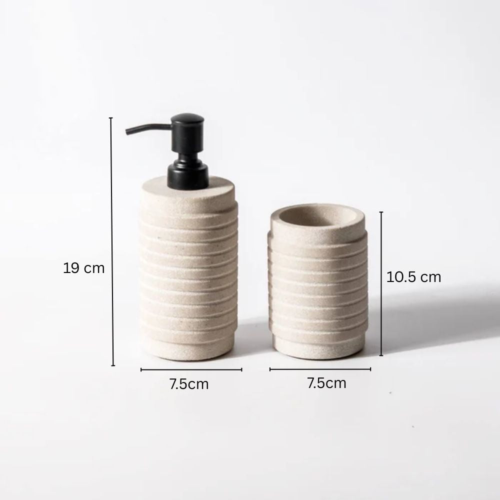 Freya Ridged Bathroom Set - Stone