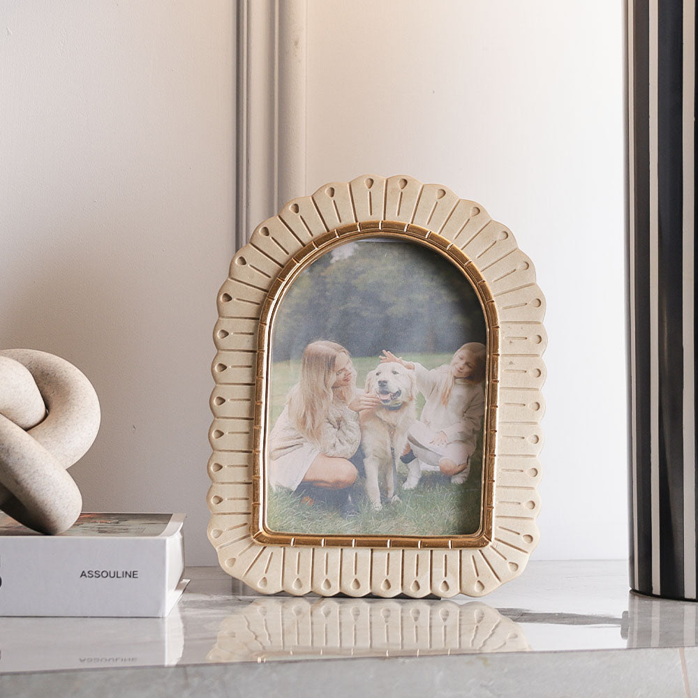 Frieze Portrait Photo Frame Large - Ivory Gold