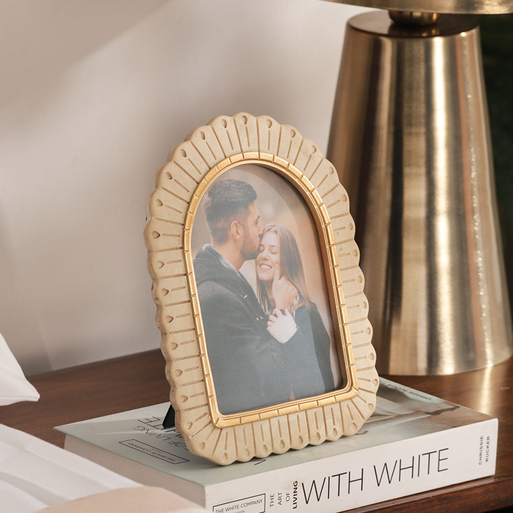 Frieze Portrait Photo Frame Large - Ivory Gold