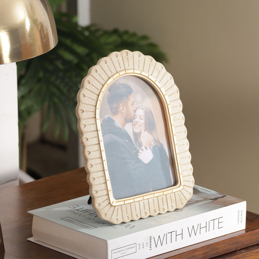 Frieze Portrait Photo Frame Large - Ivory Gold