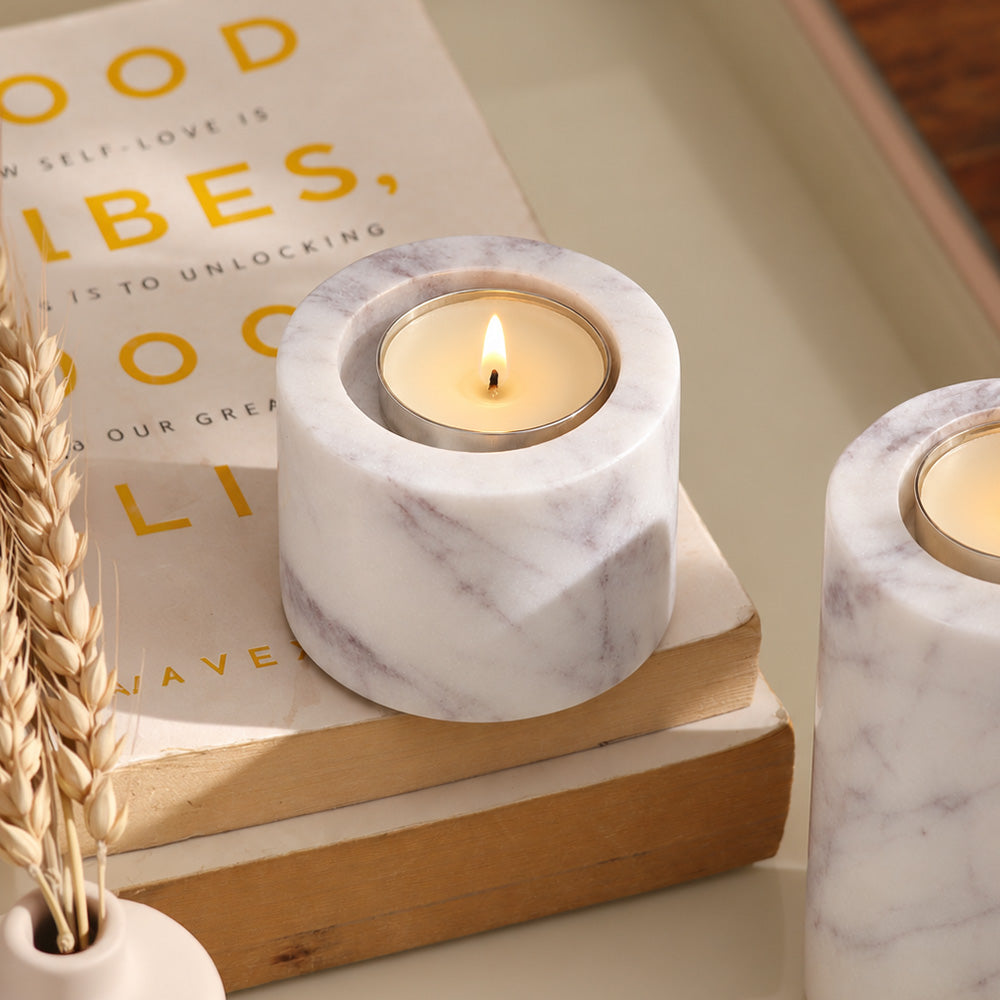 Frosa Marble Candle Holder Mini - Cloudy White