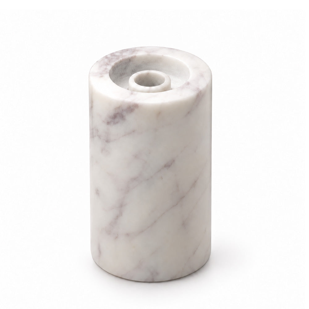 Frosa Marble Candle Holder Medium - Cloudy White