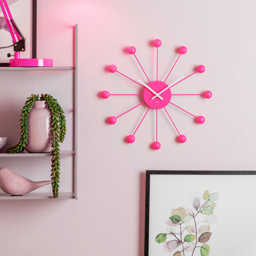 Funky Spider Wall Clock 40cm - Bright Pink