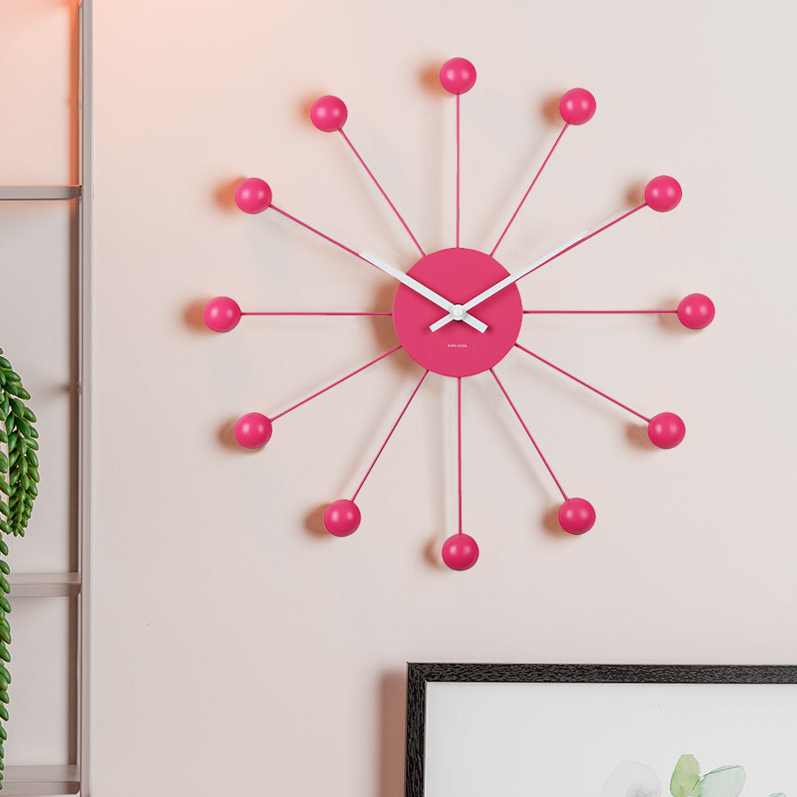 Funky Spider Wall Clock 40cm - Bright Pink