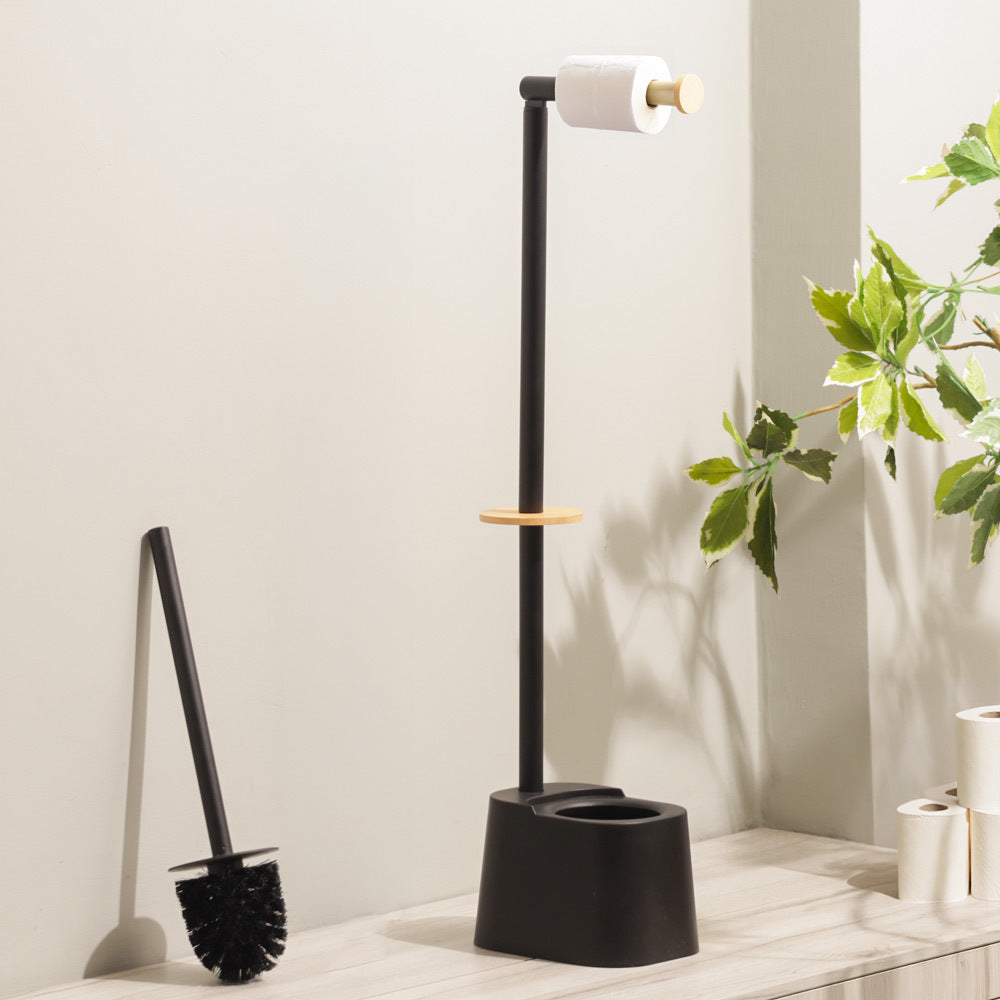 Fusion Toilet Brush and Roll Holder - Black Natural