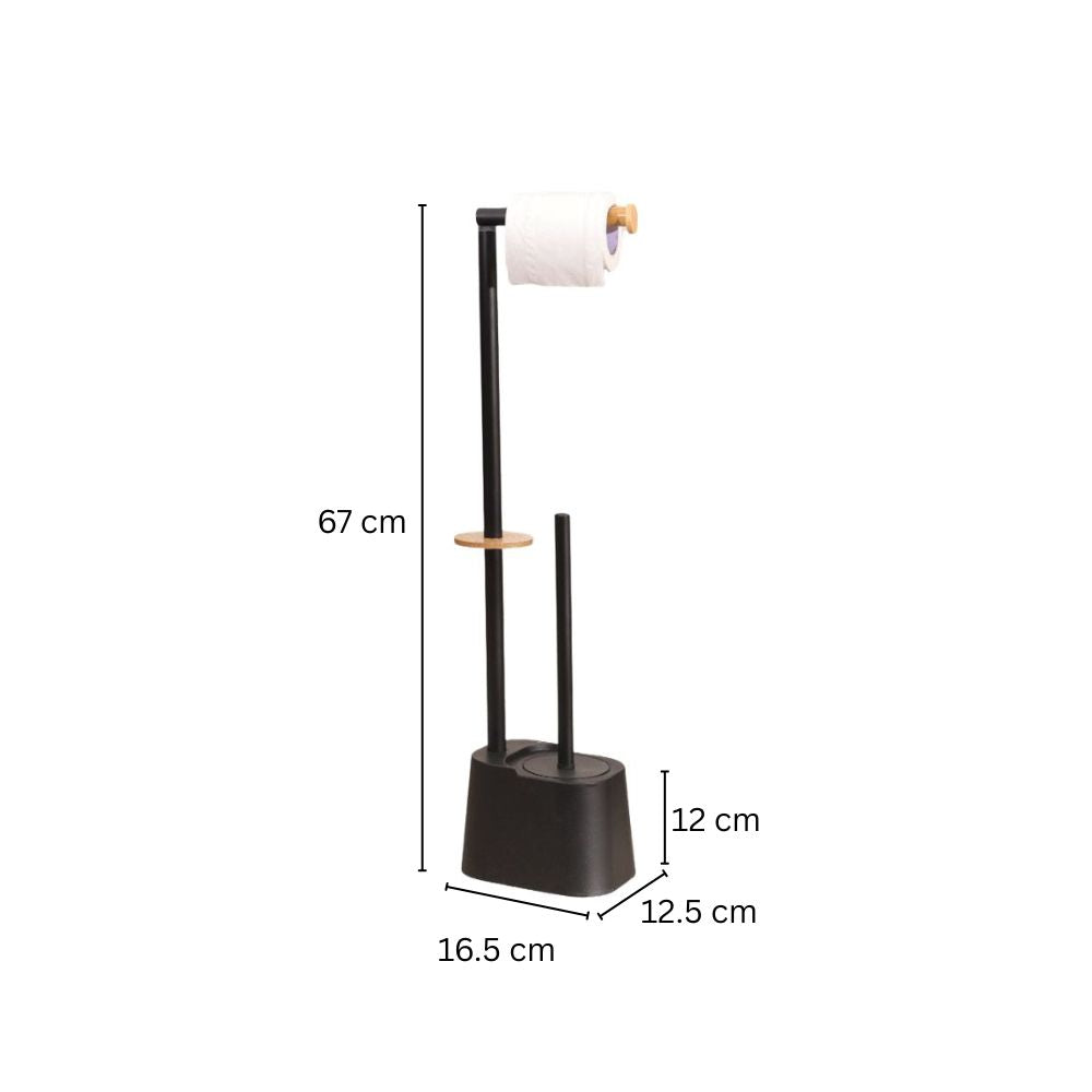 Fusion Toilet Brush and Roll Holder - Black Natural
