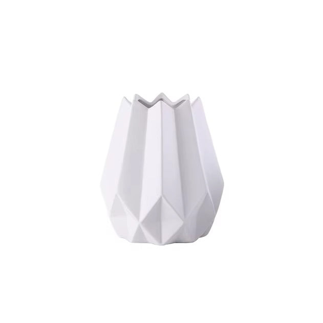 Origami Geo Ceramic Vase Medium - White