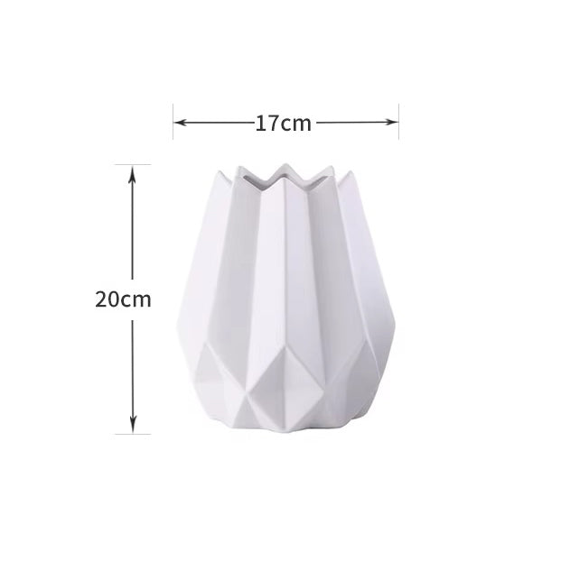 Origami Geo Ceramic Vase Medium - White