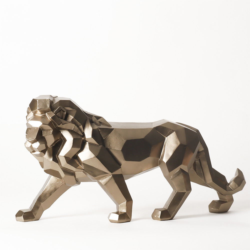 Geometric Lion Decorative Sculpture - Champagne Gold