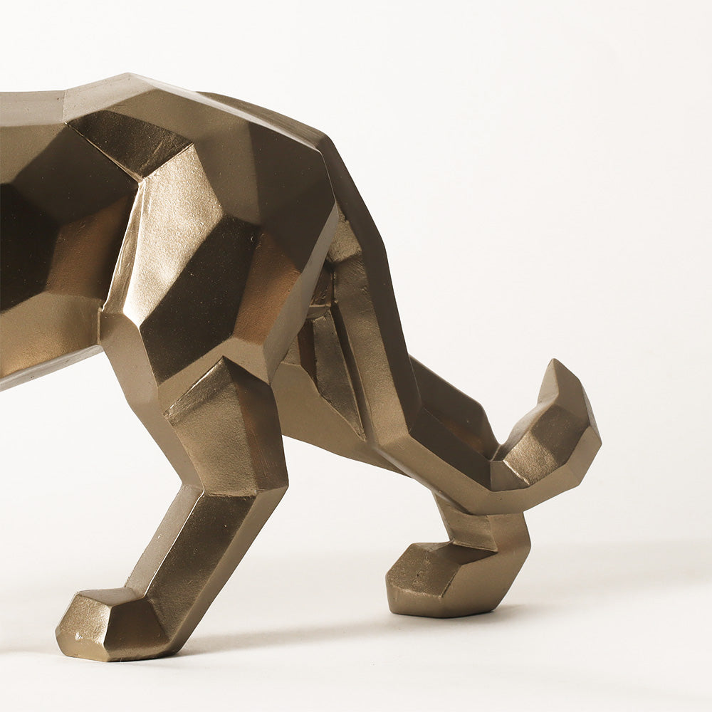 Geometric Lion Decorative Sculpture - Champagne Gold