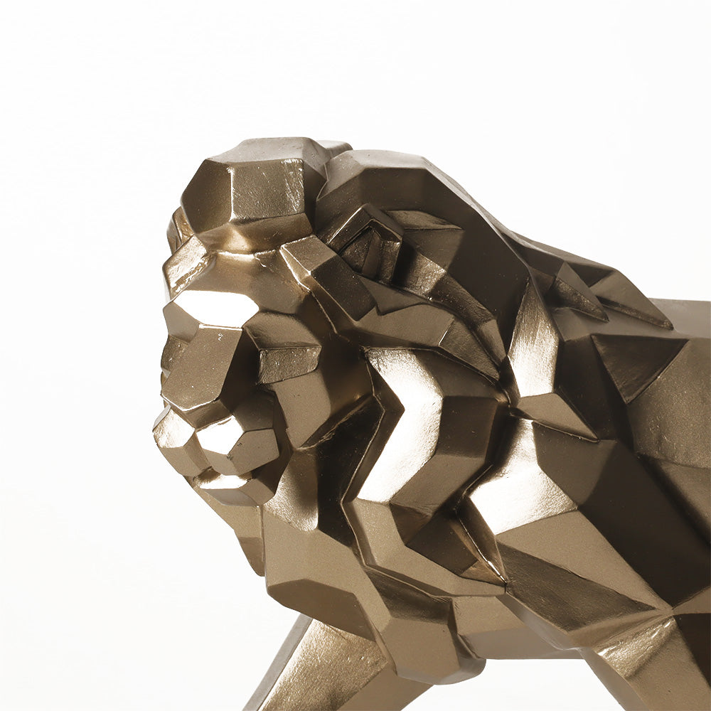 Geometric Lion Decorative Sculpture - Champagne Gold