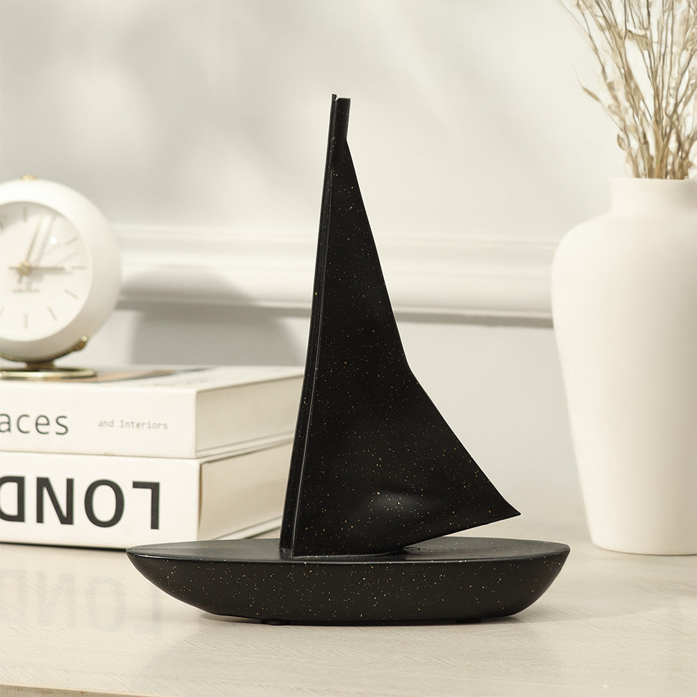 Geometric Sailboat Sculpture Medium - Black