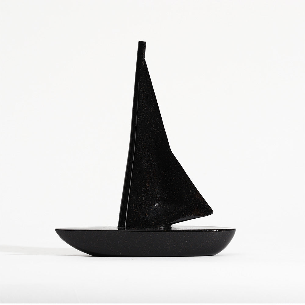 Geometric Sailboat Sculpture Medium - Black