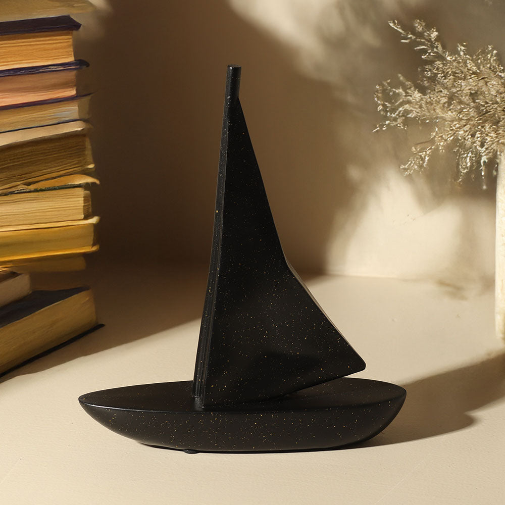 Geometric Sailboat Sculpture Medium - Black