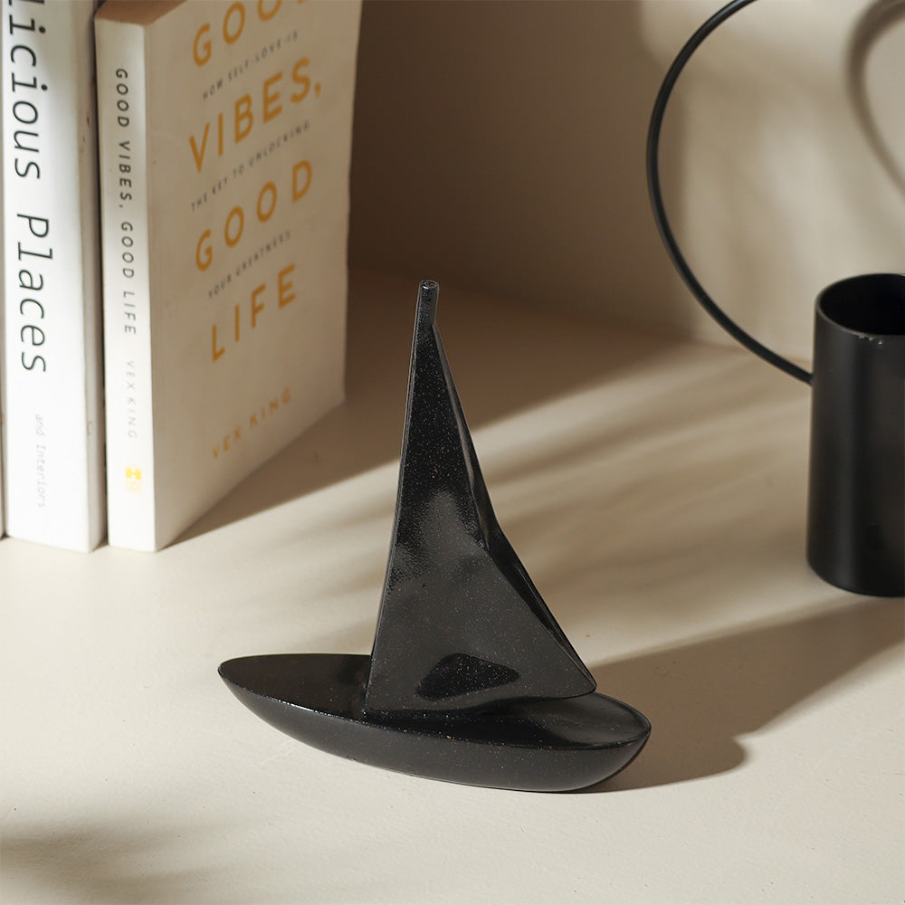 Geometric Sailboat Sculpture Small - Black