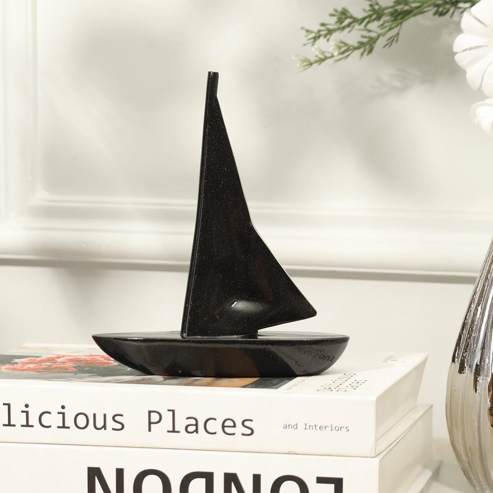 Geometric Sailboat Sculpture Small - Black