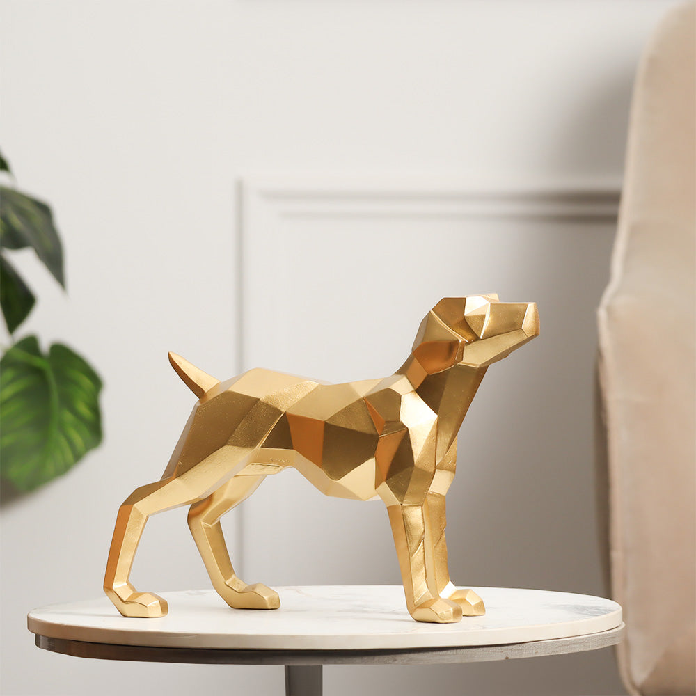 Geometric Standing Dog Sculpture - Gold