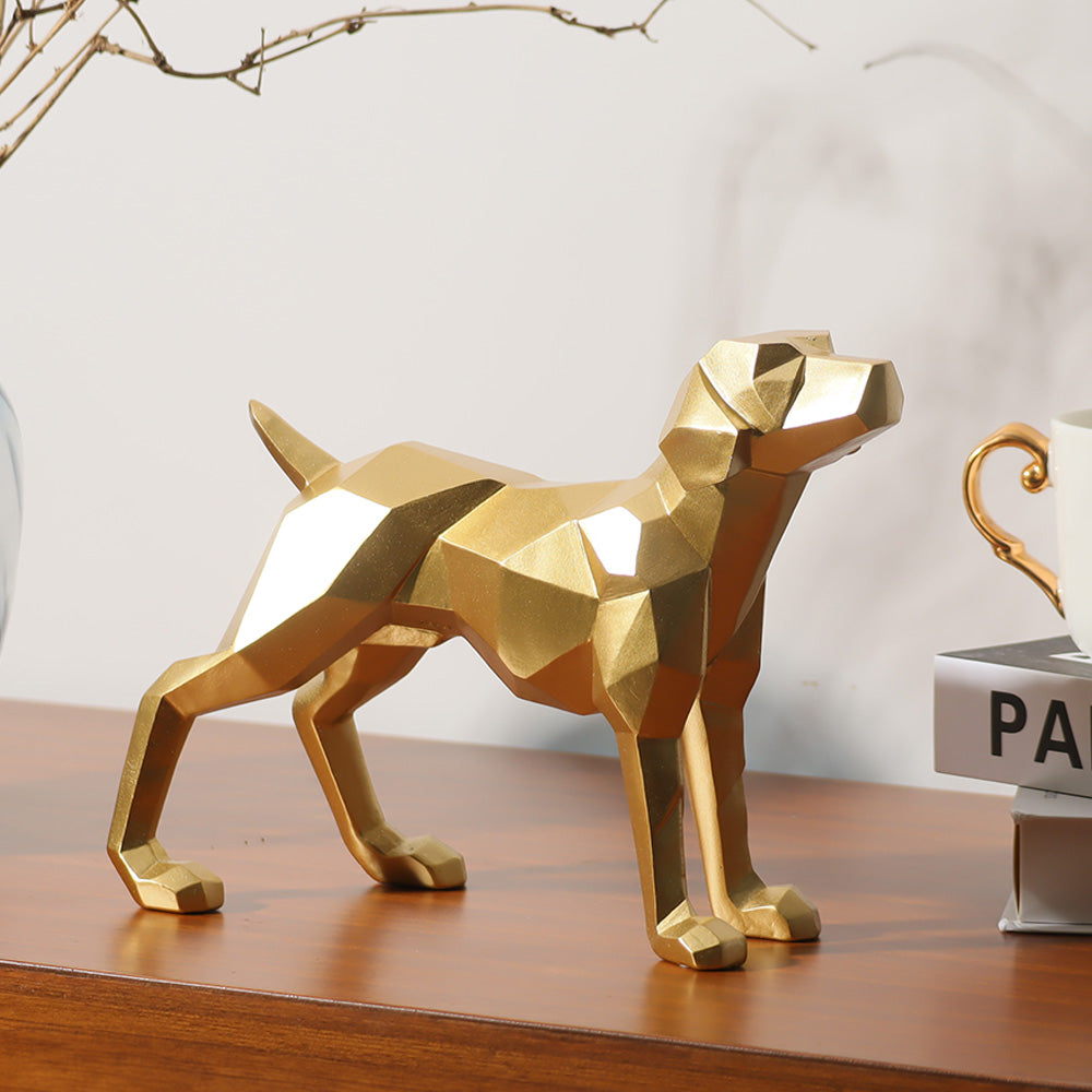 Geometric Standing Dog Sculpture - Gold