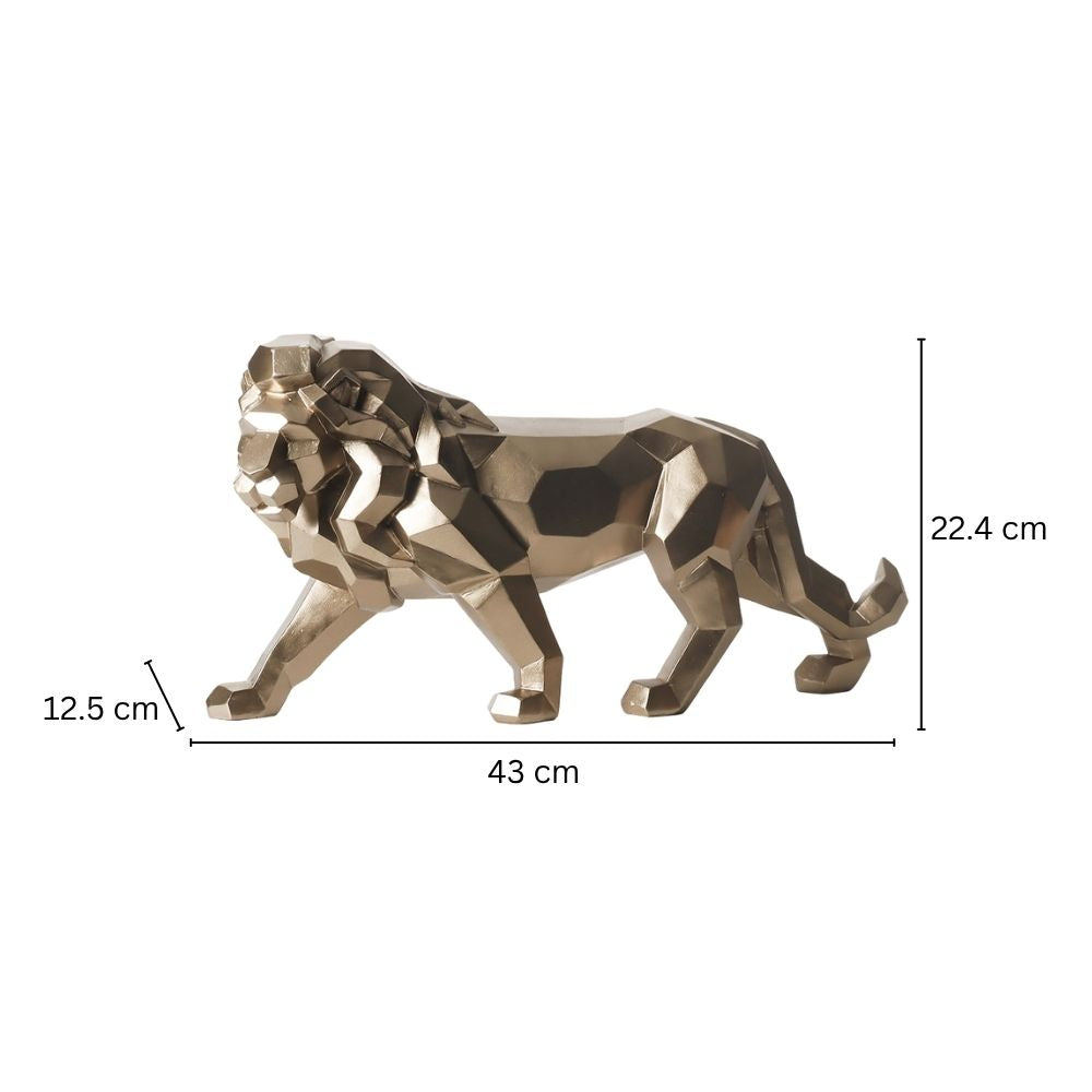 Geometric Lion Decorative Sculpture - Champagne Gold