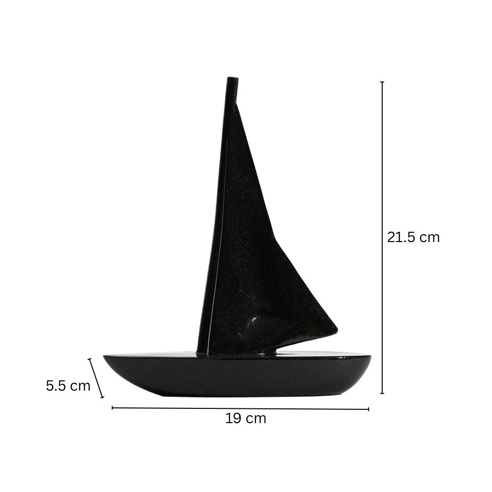 Geometric Sailboat Sculpture Medium - Black