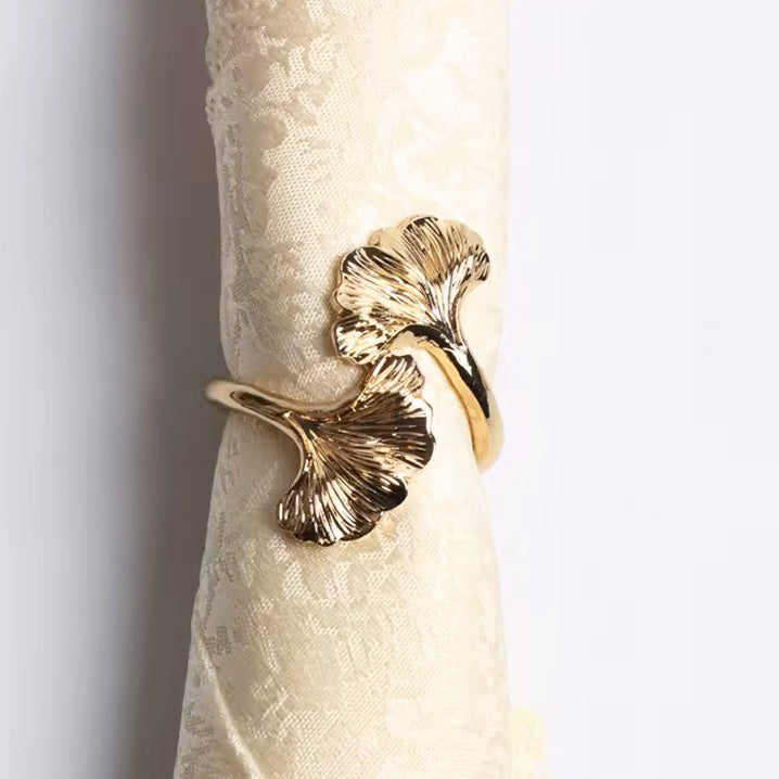 Gingko Napkin Rings, Set of 6 - Gold