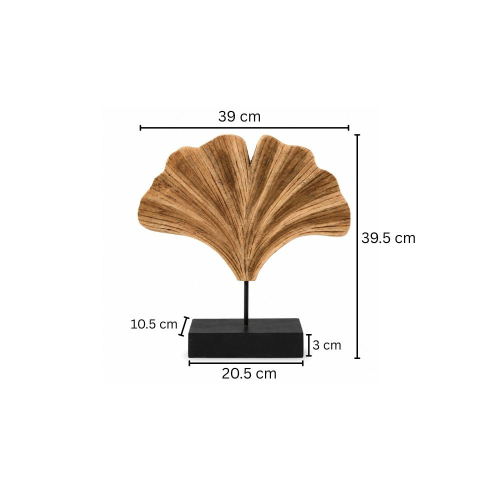 Gingko Leaf Wooden Sculpture - Natural Black