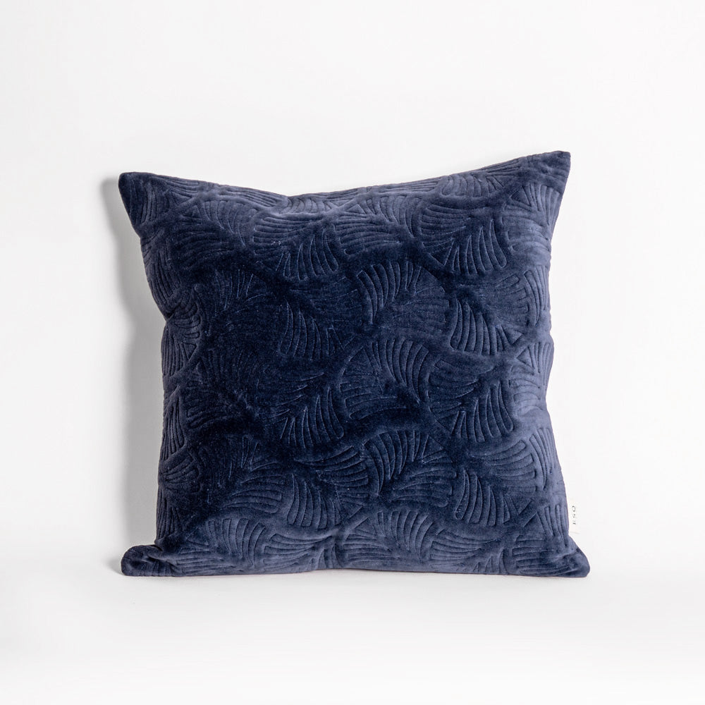 Ginkgo Quilted Cushion Cover - Navy Blue