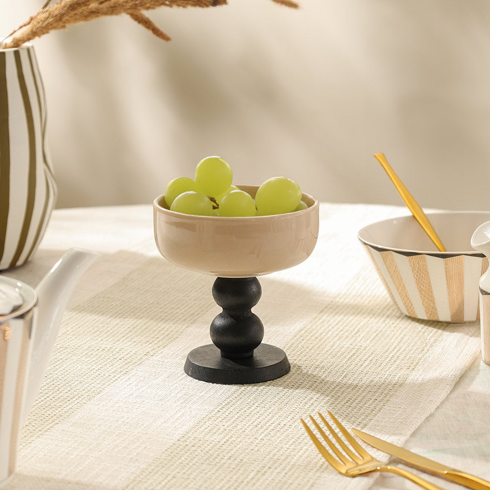Glace Ceramic Dessert Bowl - Beige Black