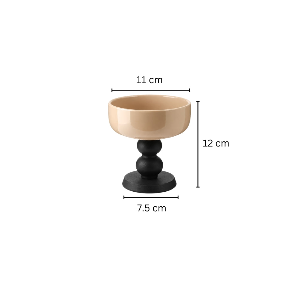Glace Ceramic Dessert Bowl - Beige Black