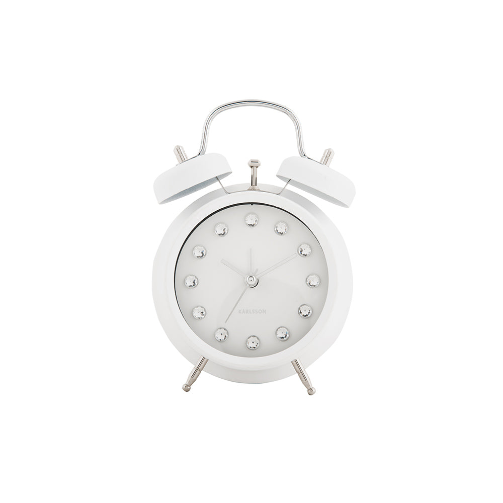 Glam Diamonds Alarm Clock - White