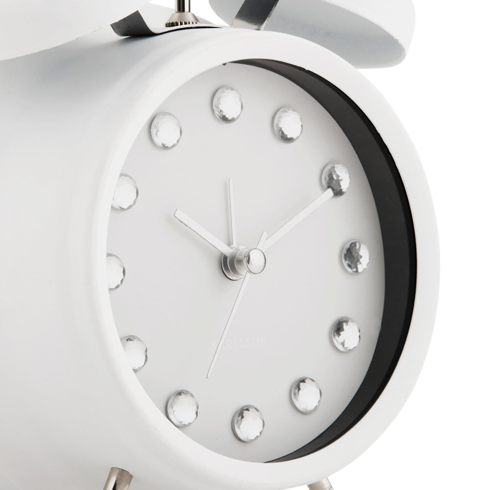 Glam Diamonds Alarm Clock - White