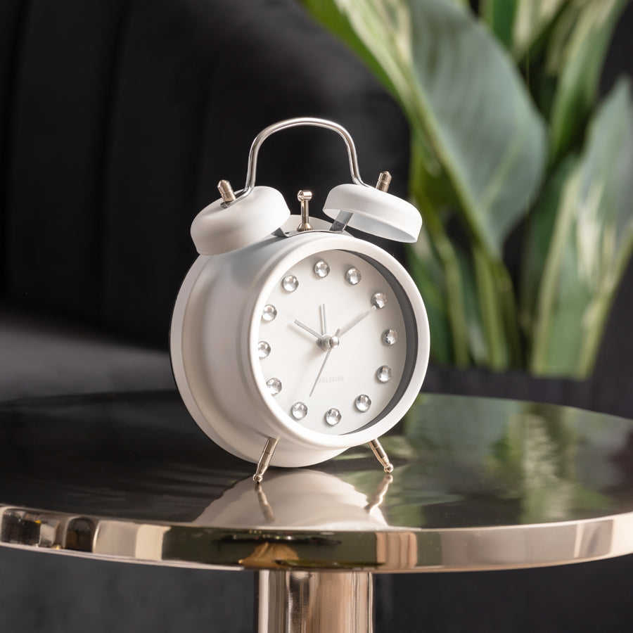 Glam Diamonds Alarm Clock - White