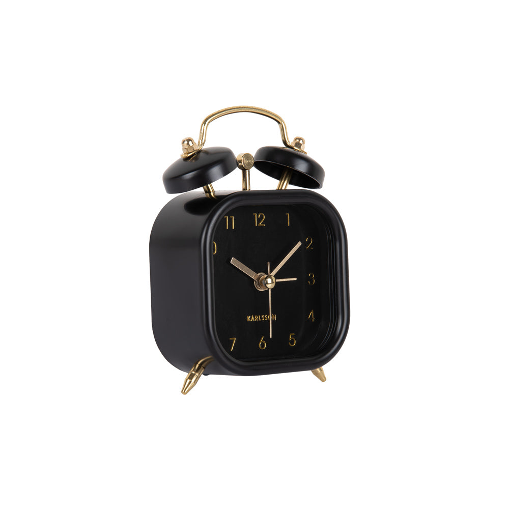 Glam Metallic Square Alarm Clock Small - Black