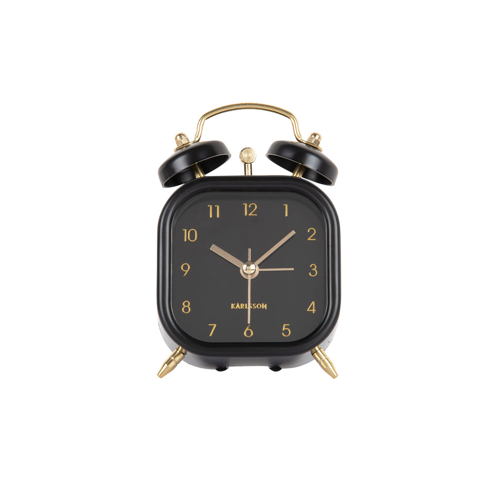 Glam Metallic Square Alarm Clock Small - Black