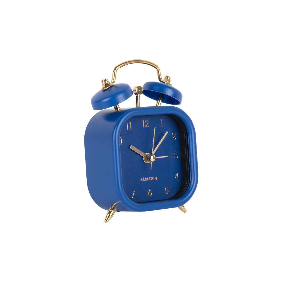 Glam Metallic Square Alarm Clock Small - Dark Blue